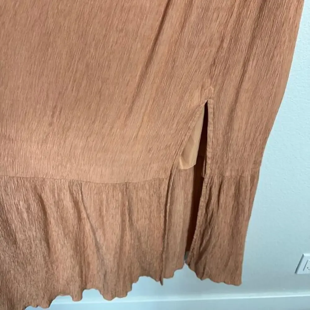 Abercrombie & Fitch‎ Womens Size XLP Ruched Crinkle Babydoll Maxi Dress Salmon